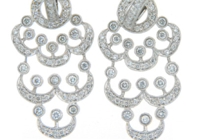 Pavé set diamond chandelier earrings.