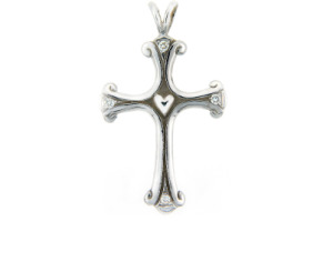 Diamond cross pendant in white gold.