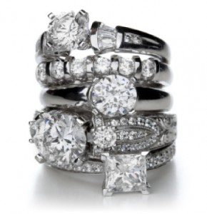 Bridal Jewelry - Wedding Rings - stack of diamond Engagement Rings - West Bloomfield, Michigan