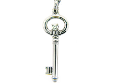 Diamond key pendant.