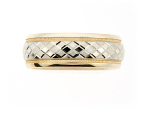 Men's yellow and white gold wedding band.