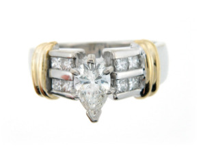 Pear cut diamond engagement ring.