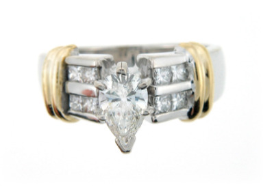 Pear cut diamond engagement ring.