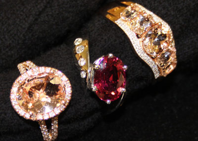 Morganite and pink tourmaline ring collection